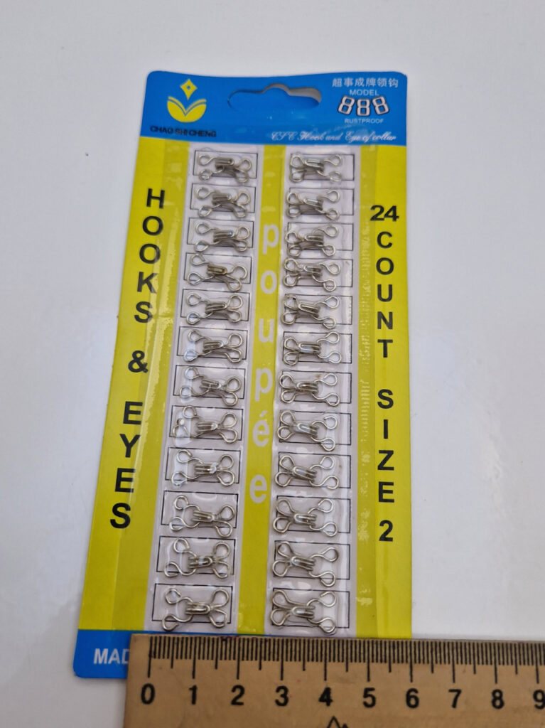 Пришивні гачки для одягу, сріблясті металеві розмір 2