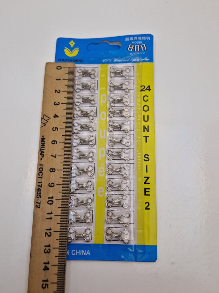 Пришивні гачки для одягу, сріблясті металеві розмір 2