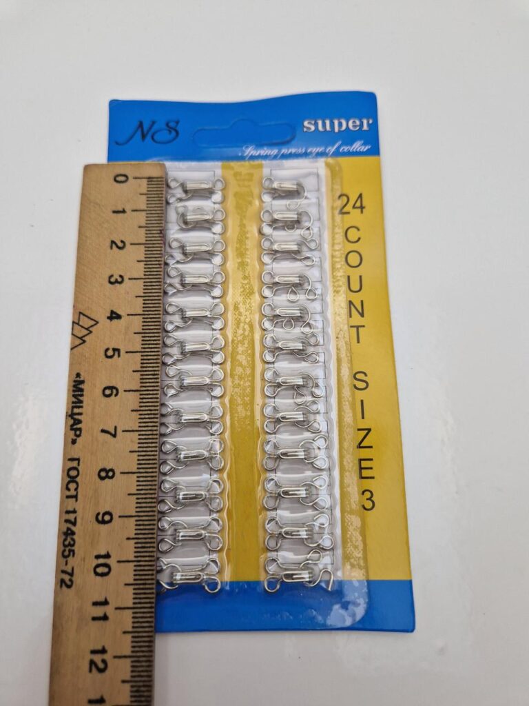 Пришивні гачки для одягу, сріблясті металеві розмір 3