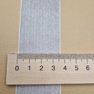Оксамитова стрічка з люрексом 3.7 см, біла