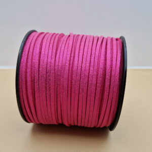 Замшевий шнур плоский рожевий з блиском 3 мм
