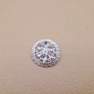 Гудзик металевий на ніжці стріблястий з камінцями (в наявності два розміри) - 2 см