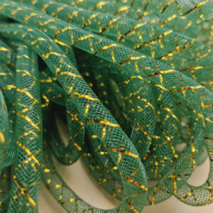 Шнур (регілін-тубуляр) декоративний з люрексом зелений 10 мм, в наявності 7 кольорів