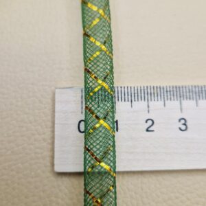 Шнур (регілін-тубуляр) декоративний з люрексом зелений 10 мм, в наявності 7 кольорів